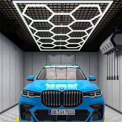 Hexagon Car Wash Light Cross-Border 110V/220V Color-Changing Waterproof PC Auto Lighting for Garage & Car Detailing Shop