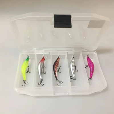 Fishing Box Five Divider White Color Small Fishing Lure Box Storage Display Cheap PP Tackle Box Fishing Accessories