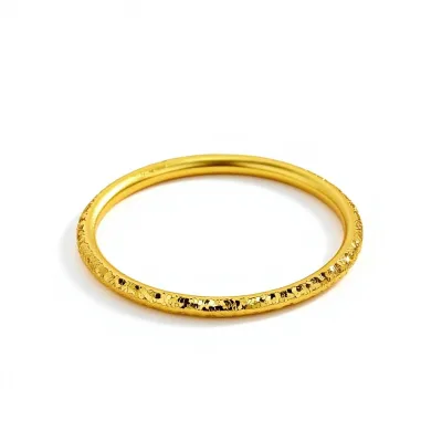 New Style Chinese Light Luxury 24K Gold Plated Sparkling Crushed Ice Sand Gold CNC Plain Ring Bracelet Women Drop Shipping