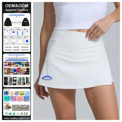 Custom Womens Nylon Spandex Casual Yoga Tennis Skirt Seamless High Waisted Fitness Sports Skirts with Pockets Inner for Women