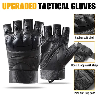 Soft Shell Microfiber Tactical Gloves for Men Half Full Finger Non Slip Wear Proof Protective Gear Outdoor Motorbike Riding