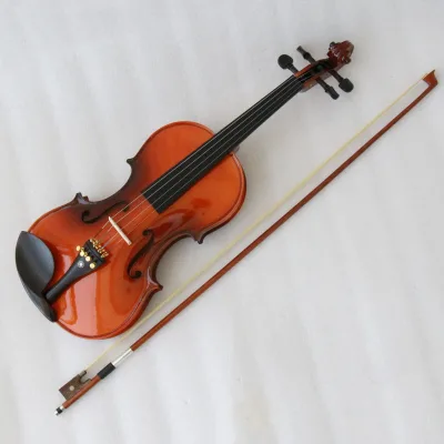 Chinese Manufacturer 4/4 Violin Full Size Flame Violin With Bow Artificial Pattern Ebony Accessories Custom Violin