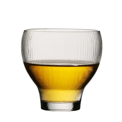 Hot round Wholesale Transparent Beer Mug and Juice Glass Modern Design with Thick Bottom Whiskey Glass