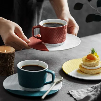 Hot Selling Japanese Style Matte Color Porcelain Coffee Tea Cup Coffee Mug with Saucer