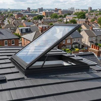 Vented Skylight Tempered Glass Aluminum Alloy Frame Vertical Swing Opening Folding Screens Modern Heat Insulation