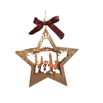 Wooden Religious Pendant Depicting the Birth of Jesus As a Scene Decoration
