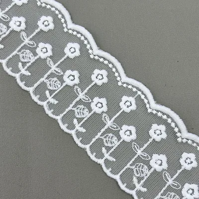Milk Silk Mesh Lace Fabrics Children Clothing Accessories Floral Embroidery Trim 6 cm Edging