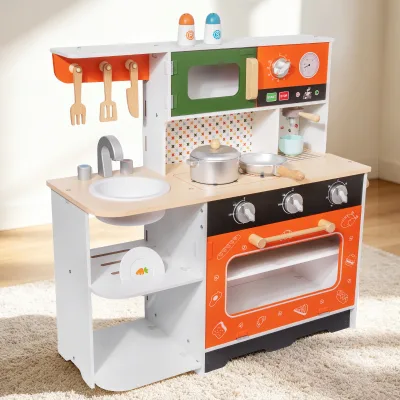 New Arrival Children Pretend Play Games Rich Color Options Multiplayer Gameplay Wooden Kitchen Play Set Toy for Kids
