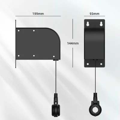 EVoCharge Universal Security Protection System Wall-Mounted Cable Retractor 380cm ABS Steel Cable 2.5mm Diameter Black for EV