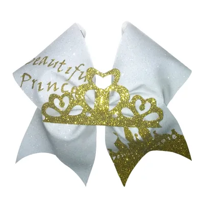 OEM Wholesale High Quality All Star Rhinestone Competition Cheerleading Hair Bow by AB Crystal Glittery Bling for Kids