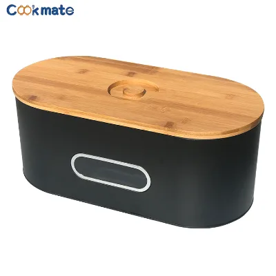 Customized High Quality Stylish Design Long-Lasting Freshness Bread Box With Bamboo Lid