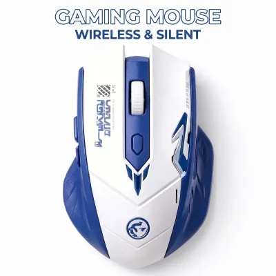 Mech Style Wireless Gaming Mouse, 2.4G+BT Dual Mode, Rechargeable Silent Click Ergonomic Mouse for PC Laptop Gamers