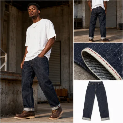 Custom Heavyweight 100% Cotton Vintage14oz Yarn-Dyed Japanese Selvedge Denim Fabric Baggy Selvedge Denim Jeans for Men