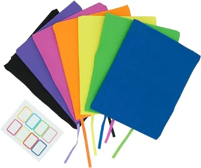 Stretchable Book Covers, Book Sleeves up to 6 X 9 Inches, Reusable, Washable and Protective Textbook Covers for School Kids