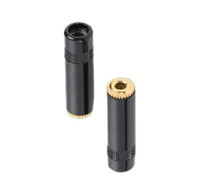 Aluminum Alloy Shell, Black Stereo 3.5mm Female DIY Headphone Jack, Audio Cable Extension Cable, Soldered Plug