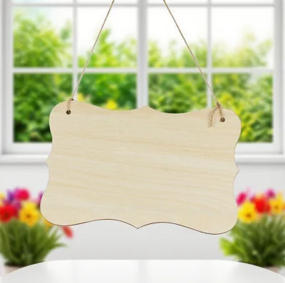 Unfinished Eco-Friendly Wooden Cutouts Laser Engraved Plywood Signs Home Wall Door Decoration Carving Type Laser Cut