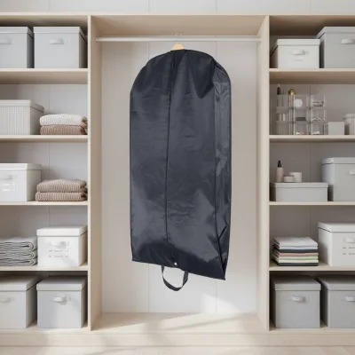 Durable JingCheng Black Garment Bags with Zippers for Hanging Clothes Custom Wedding Dress Dust Bags Hangers (Modern Dustproof)