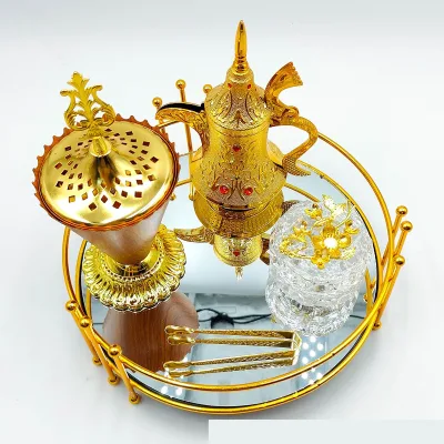 Ramadan Incense Burner Middle East Alloy Jar Perfume Bottle Four Piece Set Decorative Arabian Muslim Decor