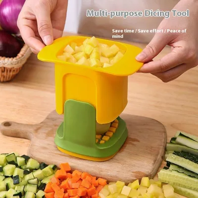 Vegetable Dicing Tool Multipurpose Manual Chopper with 36 Grid Stainless Steel Blade Push Type Food Dicer for Kitchen 2 Colors