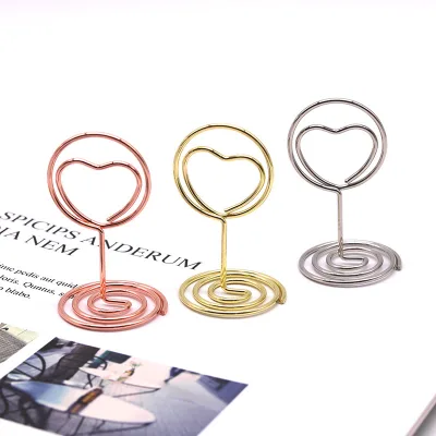 Fonyiunce 30-Piece Metal Elegant Round Heart Place Card Holders & Photo Holders with Clips for Weddings Banquets Parties