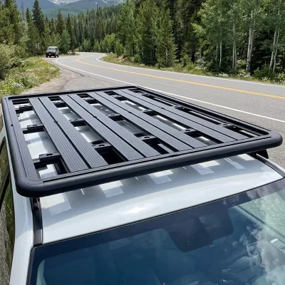 Universal Heavy Duty Roof Luggage Rack 135x125cm Aluminum Alloy No Drill Mount for SUV Pickup Car 150kg Load Black