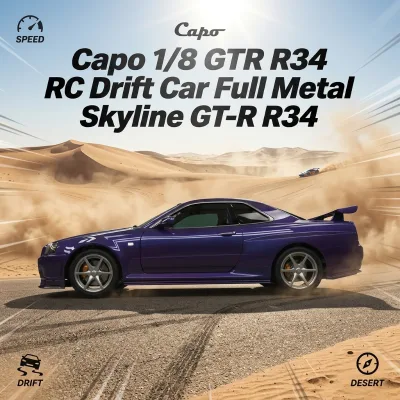Capo 1/8 GTR R34 RC Drift Car Full Metal Skyline GT-R R34 Frame KIT Remote Control on Road Simulation Vehicle Model HOSHI
