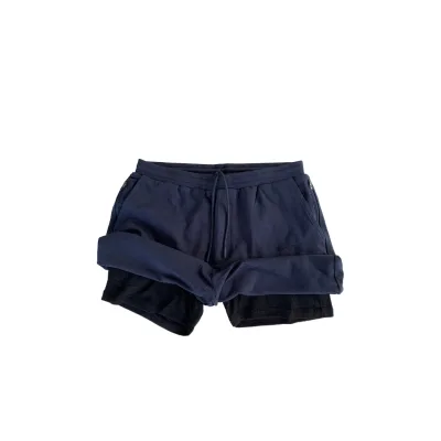 Men's Solid Double Layer Merino Wool Organic Cotton Drawstring Shorts Breathable Stink-Free Mid Waist Casual Gym