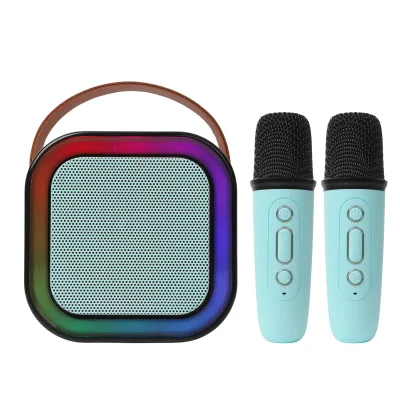 Best Gift Portable Led Mini Karaoke Speaker With Wireless Mic Home BT Party Speaker