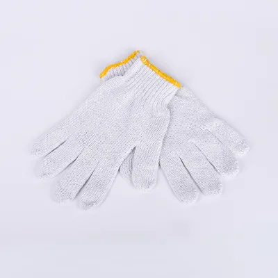 7/10 Gauge High Quality Plain Knitted Bleached White Work Cotton Safety Glove Farm Luva for Industrial Use Construction Industry