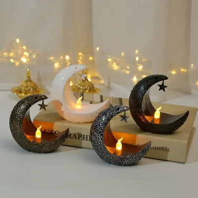 2025 LED Retro Middle Eastern Wind Light Decorative Atmosphere Lantern Electronic Candle Light Ramdan Gift Decorations