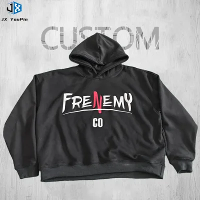 Custom Logo Thick Unisex Oversized Basic Style Hoodies Blank Pure Color High Street Hoodies