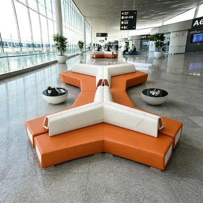 Customization Modular Office Sofas Leather Y Shape Airport Terminal Lobby Waiting Chair Reception Lounge Seating OEM Factory Set