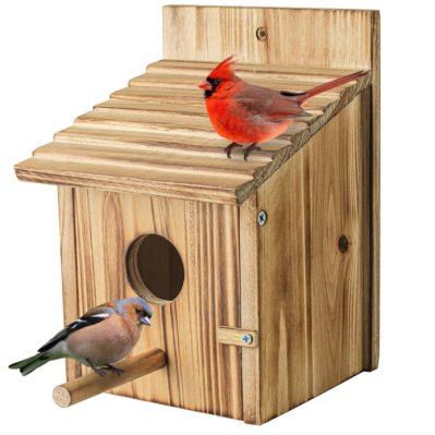Wooden Bird House for Finch Bluebird Cardinals Hanging Birdhouse Clearance Garden Country