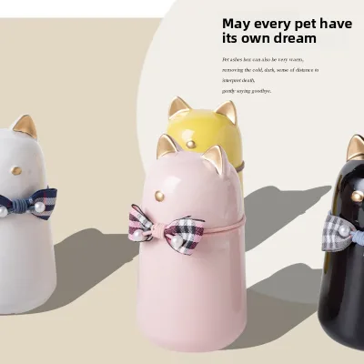Ceramic Cat Ash Container Airtight & Moisture-Proof Pet Ash Box  Cat Urn Pet Casket