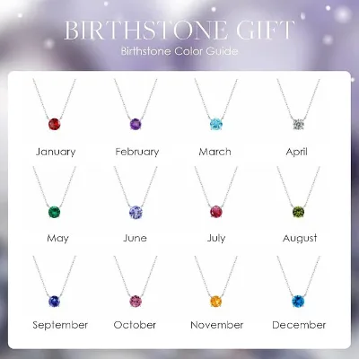 Fashion Month Stone Pendant Necklaces Birthday Gifts Jewelry Trendy 12 Birthstones Necklaces for Women