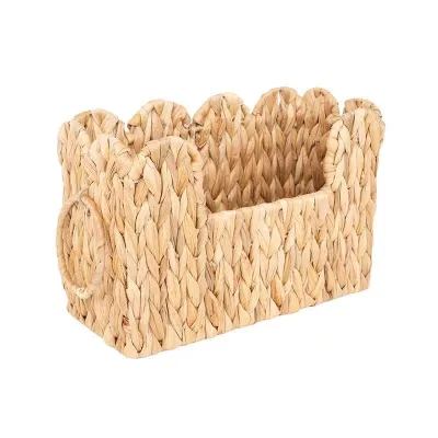 Wave-shaped Hand-woven Magazine Rack Hanging on the Wall, Water Lily-shaped Storage and Organizing Basket for Tabletop Clutter.