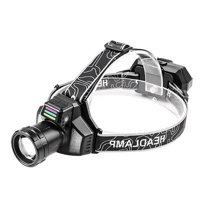 Motion Sensor USB Rechargeable IP54 Black Headlamp 30W LED 6+3 Modes White/Red Light Zoomable Long-Lasting Lithium-Ion Battery