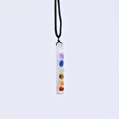 High Quality Natural Crystal Gemstone Energy Stone Selenite Seven Chakras Pendant for Gift