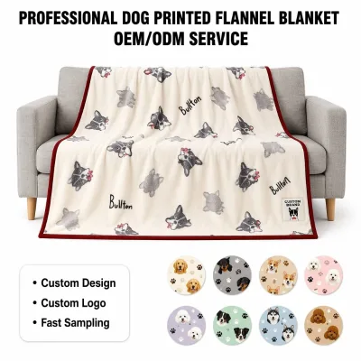 High Quality 100% Polyester Super Soft Custom Printed Large Flannel Coral Fleece Mink Dog Cat Pet Blanket