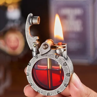 Hot Sale Retro Style Grinding Wheel Gold Sliver Unique Cigarette Lighters for Men Dad Husband