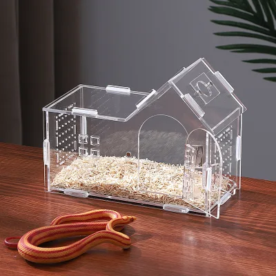 Transparent Acrylic House-Shaped Display Rack for Pet Lizards Reptiles Jumping Spiders Breeding Boxes Vertical Reptile Terrarium