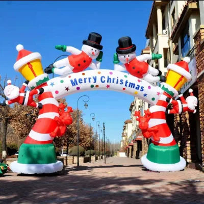 26 Feet /32 Feet Inflatable Christmas Inflatable Archway with Santa Claus and Snow Man