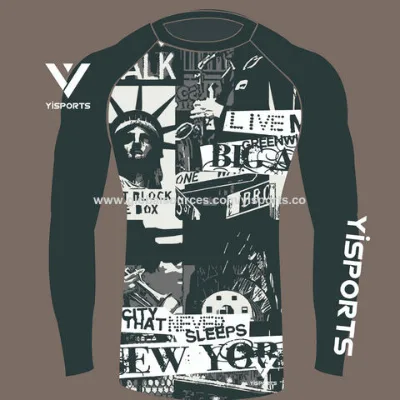 Long sleeves Rashguard with digital sublimation, any printing is ok, MMA, BJJ