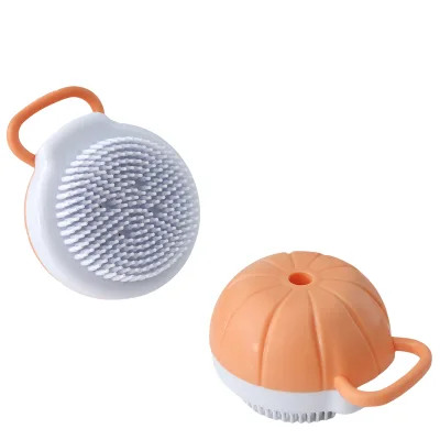 2024 Hot Selling Soft Silicone Pumpkin Modelling Pet Bath Massage Brush Shampoo Massage Hair Brush for Pet Grooming