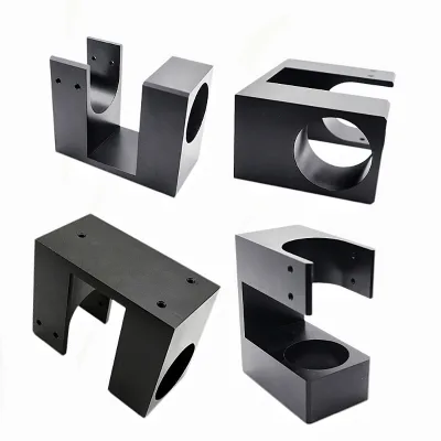 Custom CNC Machined Black Anodized Aluminum U Mounting Base Precision Mechanical Equipment Fixing Support Hardware Components