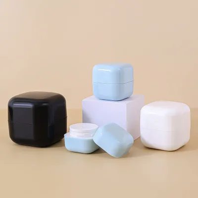 Factory Stock 20g 30g 50g 100g Cream Bottles Pattern Square Oblique Shoulder Plastic Cap PET Base Material Cosmetics Packaging