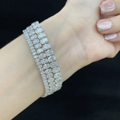CVD HPHT Diamond Oval Cut Vertical Arrangement Tennis Bracelet Diamond Tennis Link Full Diamond Bracelet for Men Woman
