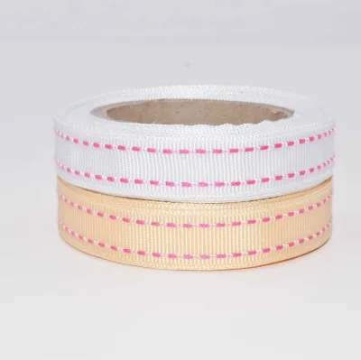 New Style Grosgrain Polyester Webbing 15mm for Double Dot Lines Design Polyester Ribbon Supplier