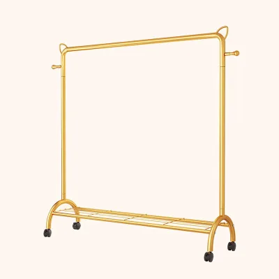 Multifunction Metal Gold Coat Rack Home Use Mobile Hanger Clothes Rack for Clothing Store