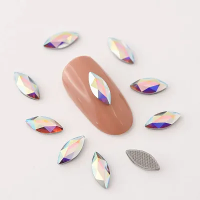 Genuine for Glass 3D Dazzling AB Color 2201 Marquise Flatback Rhinestones Crafting Eye-catching Salon-style Nail Art